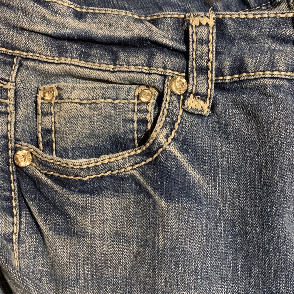 Y2K D-Fuz Rhinestone Embellished Classic Blue Boot Cut Women's Jeans size 7/8 - Picture 6 of 11